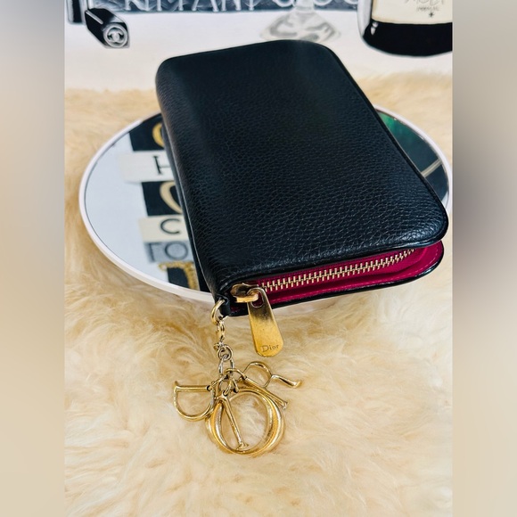 💎CHRISTIAN DIOR CAVIAR Bicolor Zippy Long Wallet w/ Dior Charm & COA - Picture 7 of 17